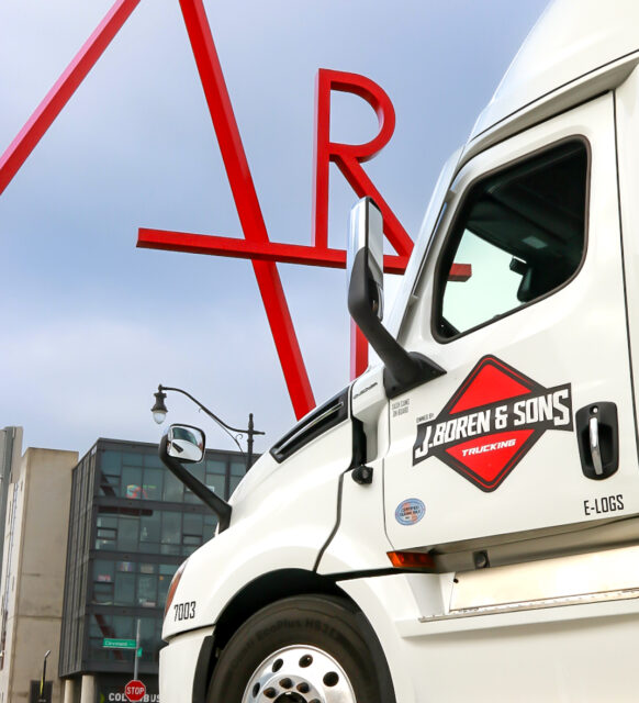 Cab in downtown Columbus, Ohio. Arena District